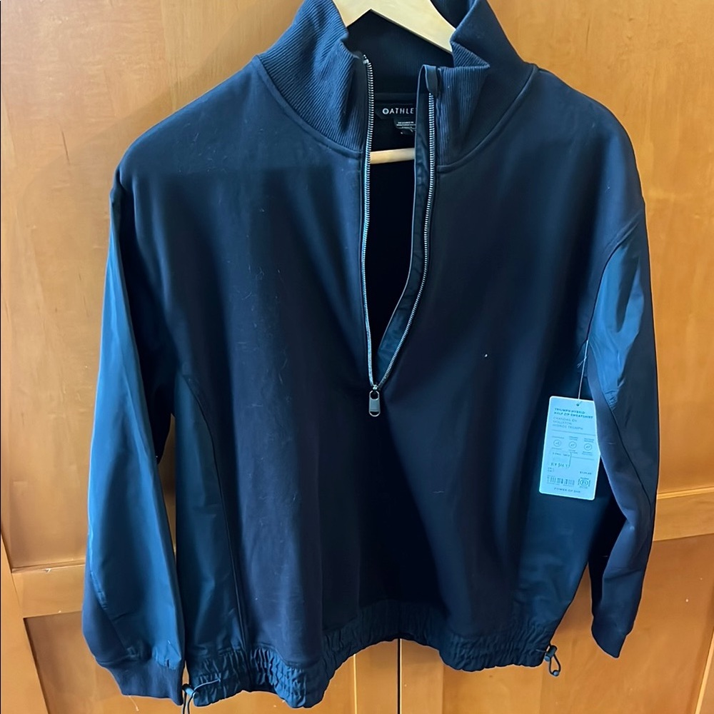 Athleta Black Hybrid Half-Zip Sweatshirt